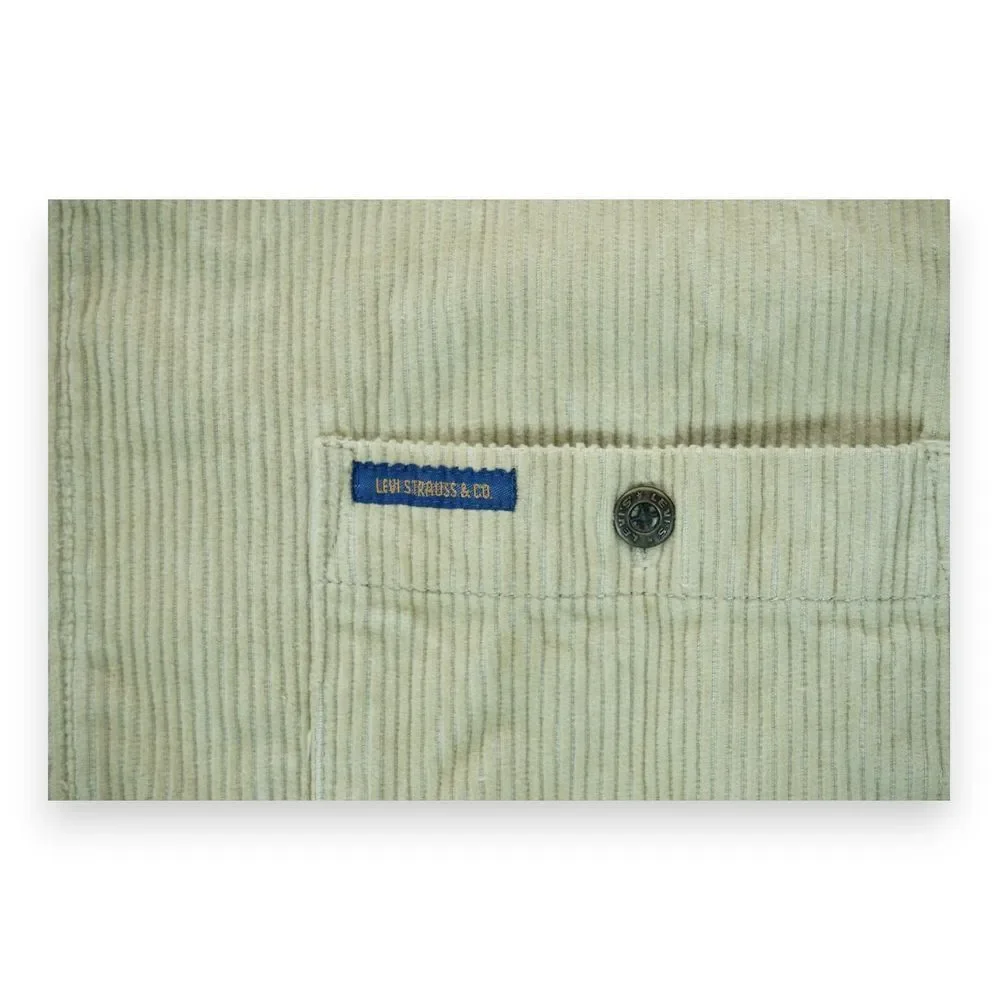 Vintage Levi's Corduroy Shirt Jacket Men's L Zip‎ Up Tan 90s Y2K Cotton Retro